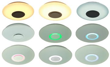TRANGO LED Deckenleuchte, 3095 *EMA* stufenlos dimmbare & CCT Farbsteuerung 24 Watt LED-Deckenleuchte mit integrierter RGB Farbwechsel Ambiente-Beleuchtung inkl. Bluetooth-Lautsprecher, mit App-Steuerung und Sternenhimmel-Effekt