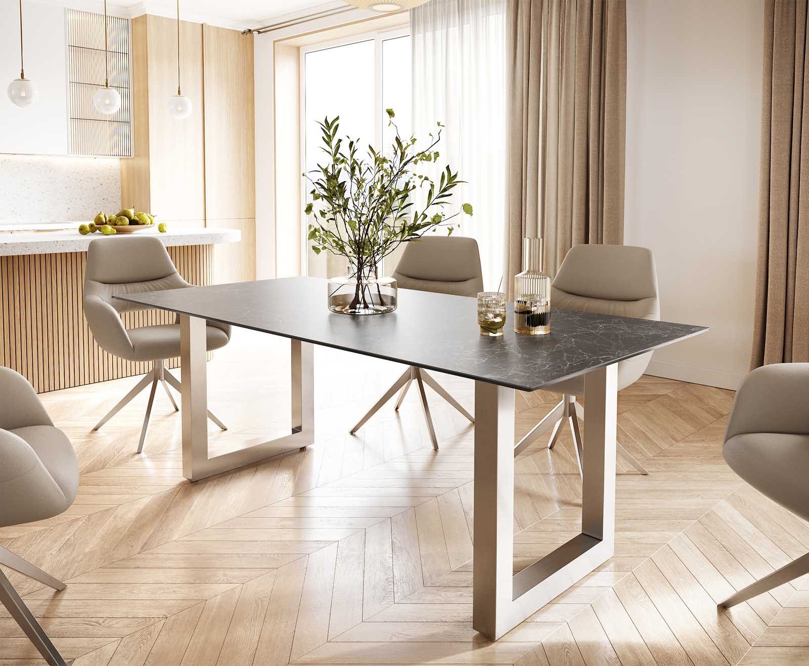 DELIFE Esstisch Edge, Keramik Laminam® Nero günstig online kaufen