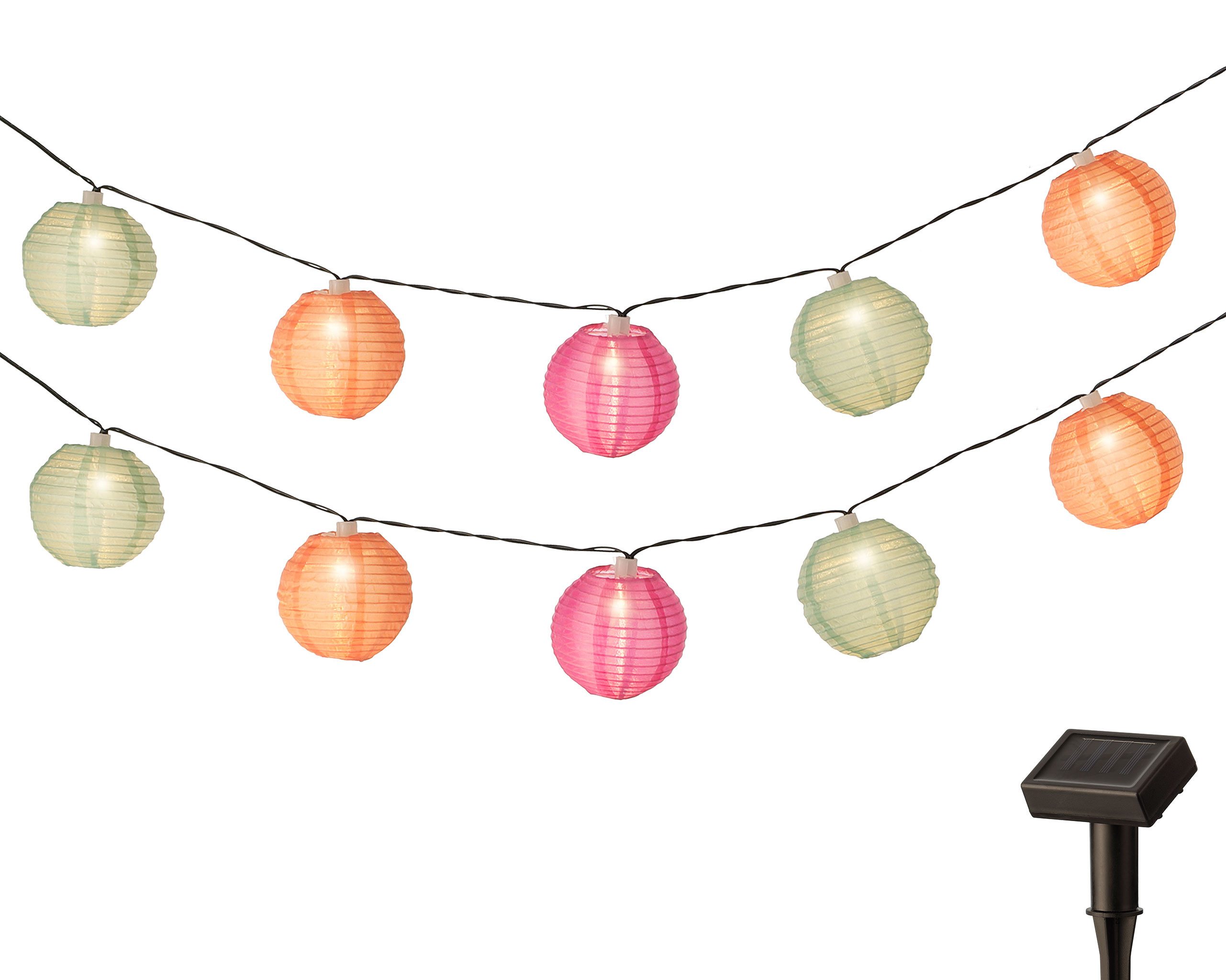 Lumineo LED-Girlande, LED Solar Lichterkette Lampions günstig online kaufen