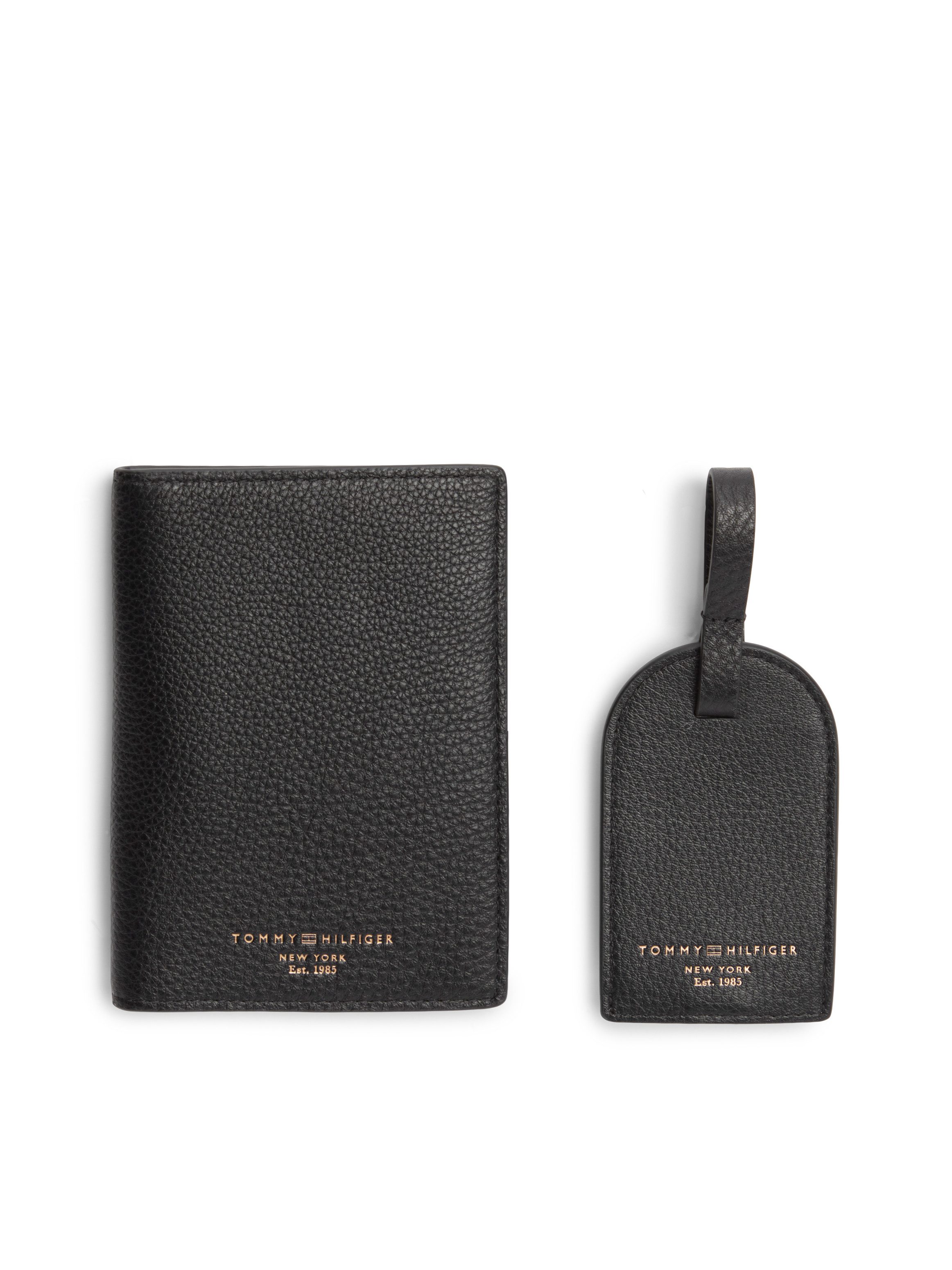 Tommy Hilfiger Brieftasche PASSPORT & LUGGAGE TAG (Set, Brieftasche mit Anhänger), Unisex, Geldbörse, Portemmonnaie mit Logoschriftzug