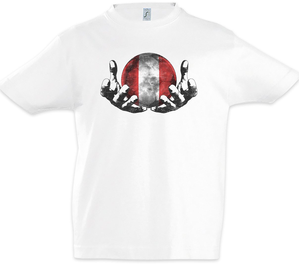 Print-Shirt Peru Football Magic Ball Kinder T-Shirt Peruanisch Peruanische Fahne