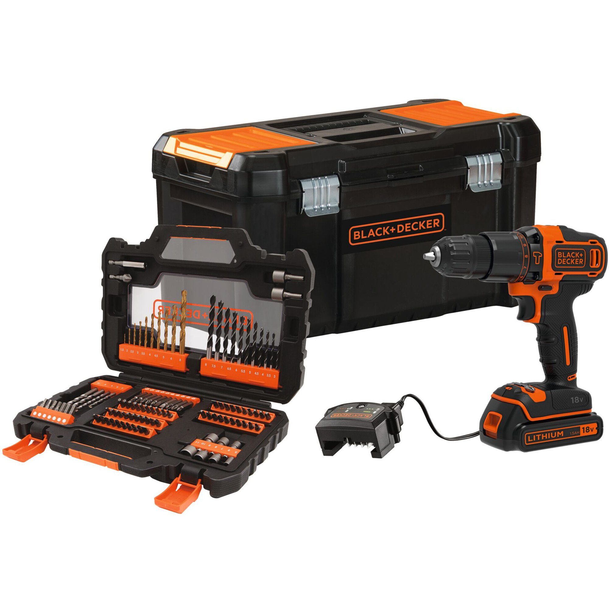 Black + Decker Bohrmaschine BLACK+DECKER Akku-Schlagbohrschrauber BDCHD18S1KA
