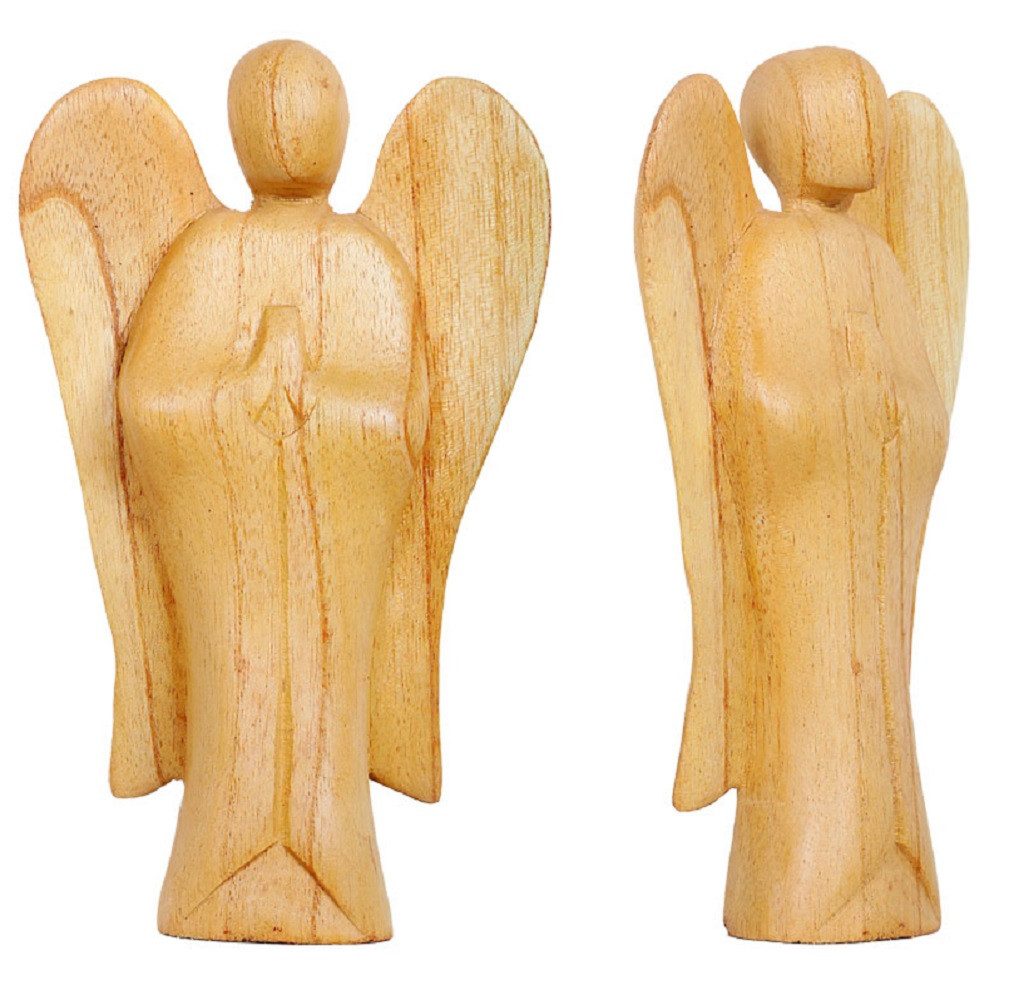WORU Engelfigur Engel Figur aus Hibiskus Holz handgeschnitzt Bali Deko 20 oder 25 cm