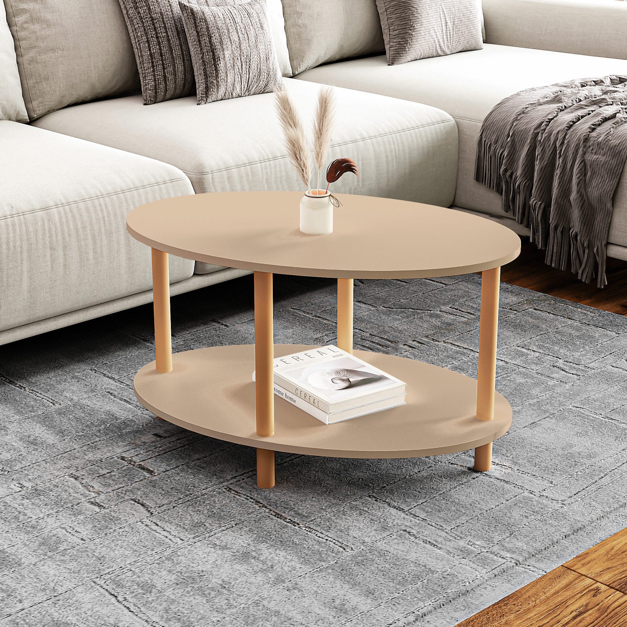 en.casa Couchtisch, »Højreby« oval Beine aus günstig online kaufen