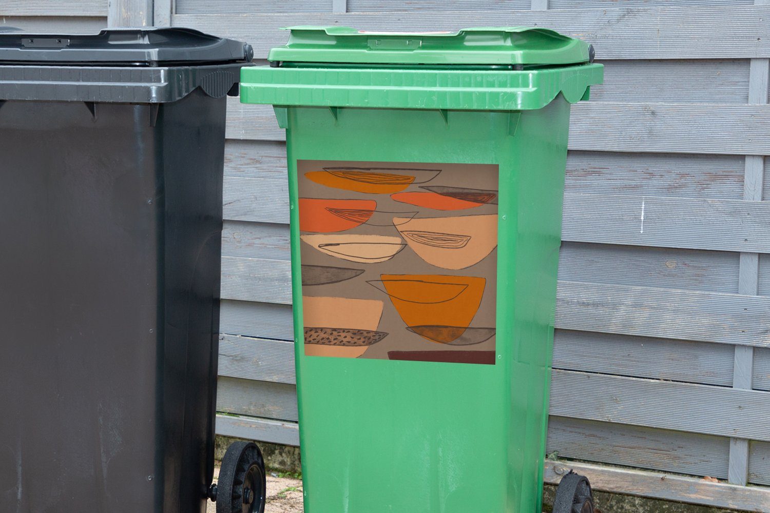 Wandsticker Container, Sticker, Formen - Abstrakt (1 St), Mülltonne, Pastell - Mülleimer-aufkleber, MuchoWow Vintage Abfalbehälter -