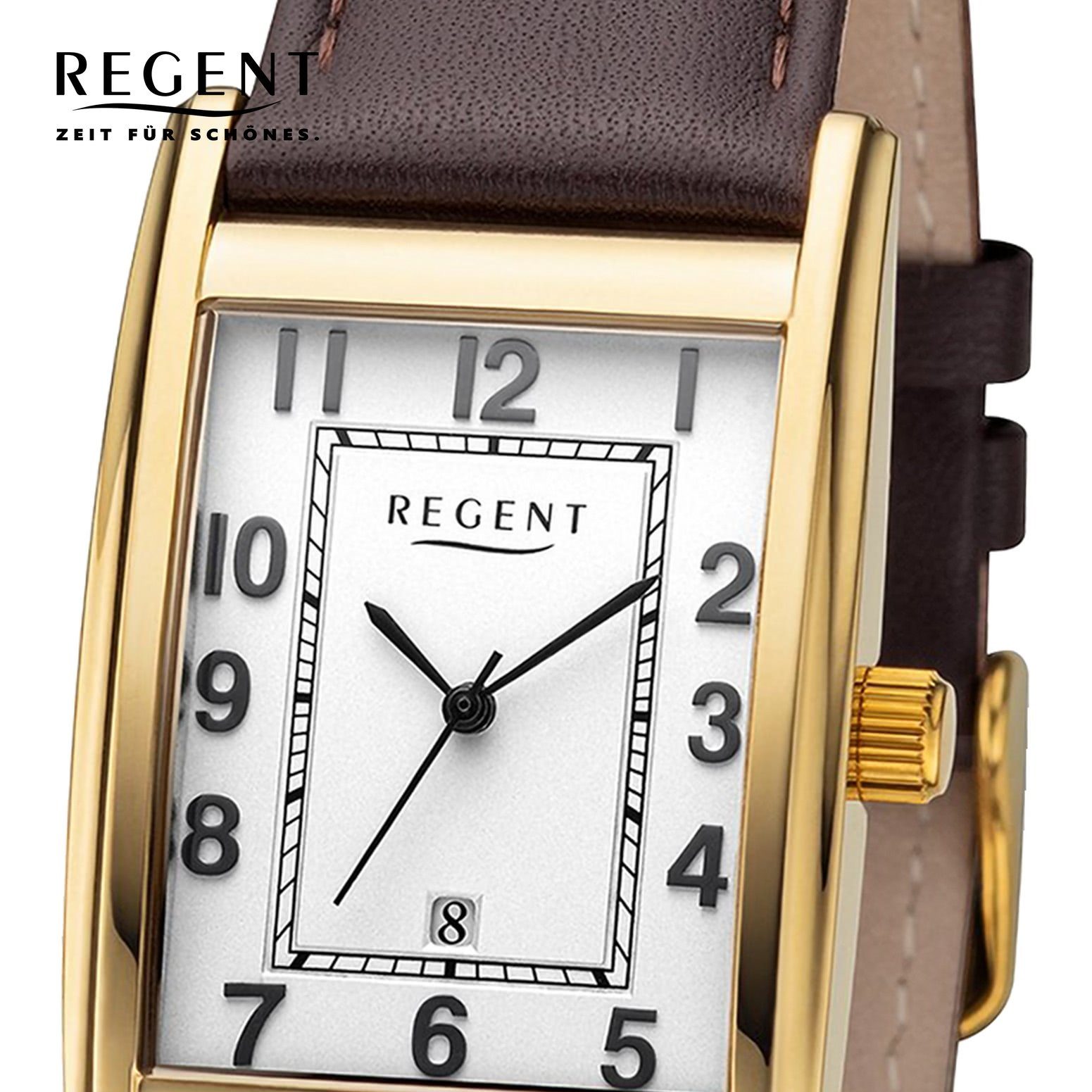 Herren Quarzuhr extra Analog, Armbanduhr groß Armbanduhr Herren Regent Regent (ca. rund, Lederarmband 29mm),