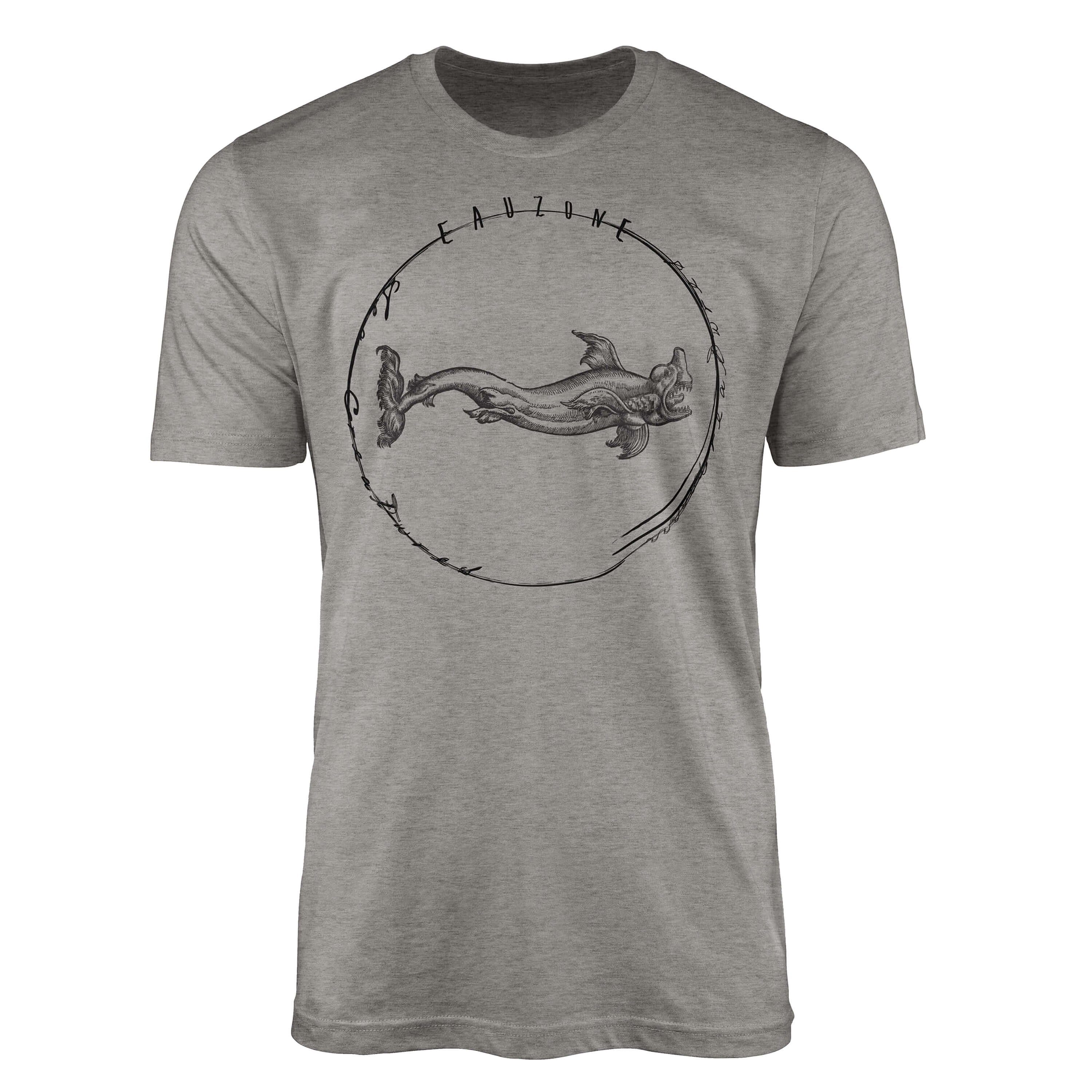 Sinus Art T-Shirt T-Shirt Tiefsee Fische - Serie: Sea Creatures, feine Struktur und sportlicher Schnitt / Sea 064 Ash