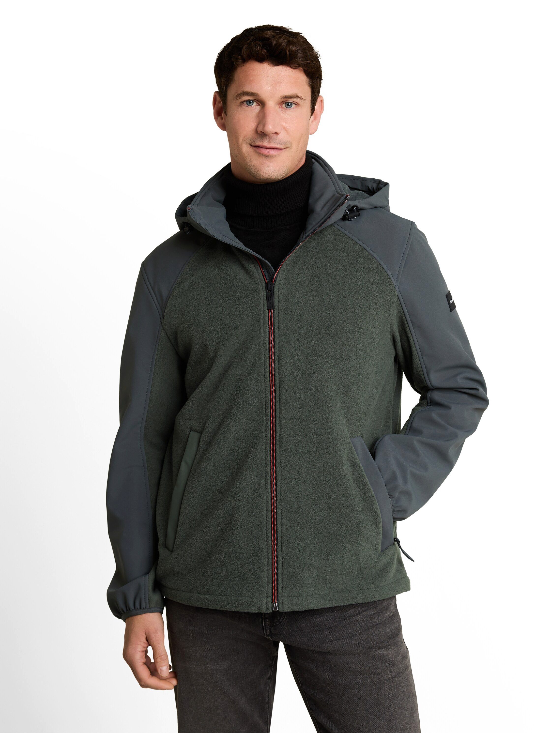 TOM TAILOR Softshelljacke mit Fleece-Einsatz und Kapuze
