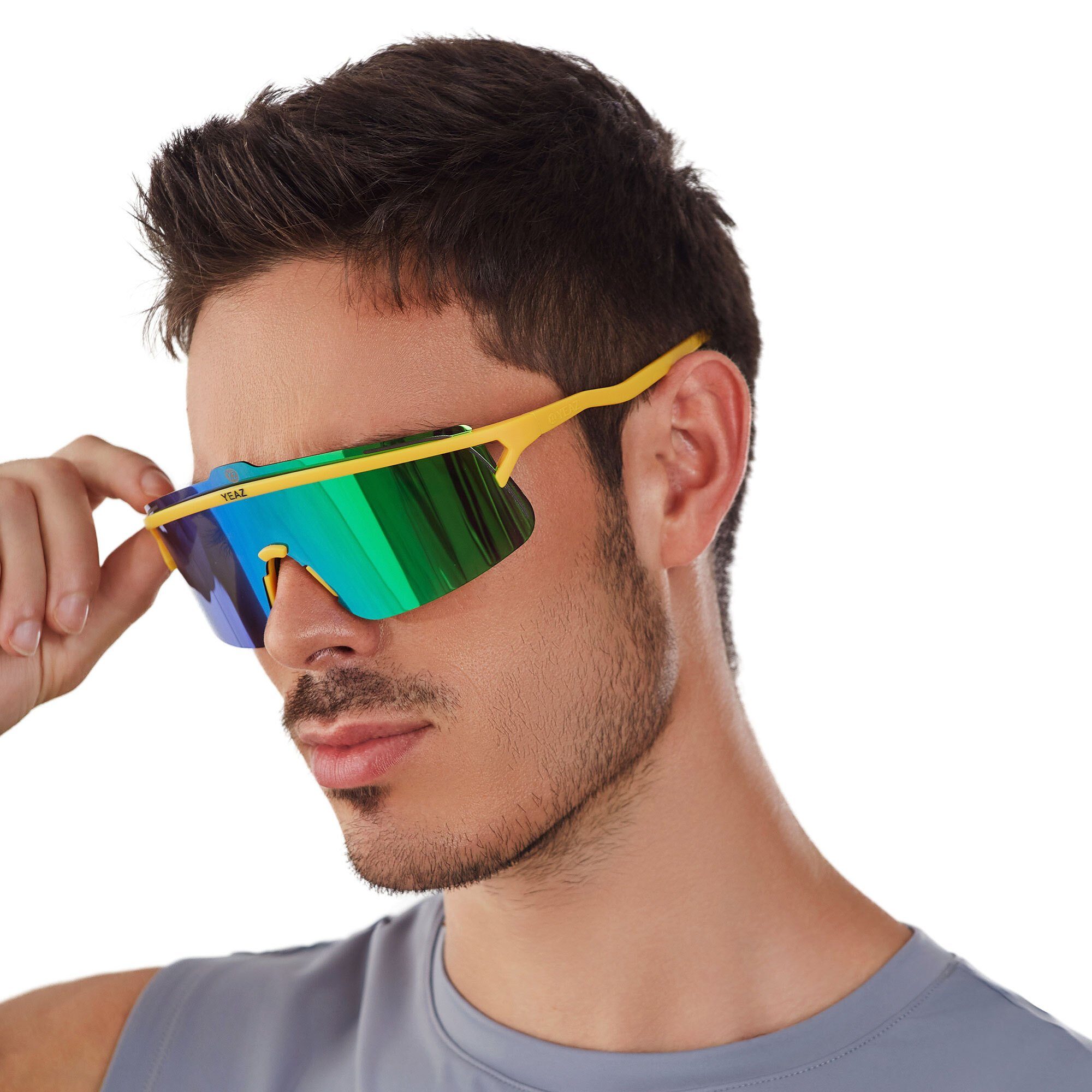 YEAZ Sportbrille SUNSHADE sport-sonnenbrille black/silver, Erlebe perfekte Sicht, Komfort und Style Gelb / Grün