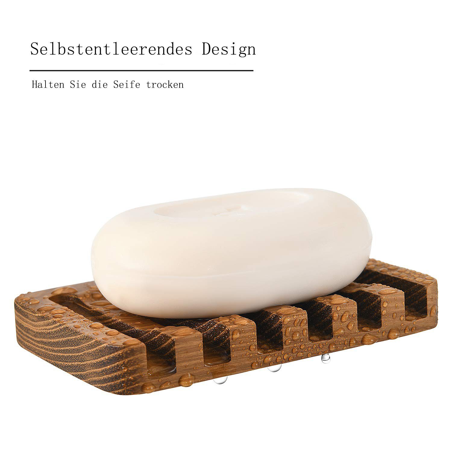 2X Seifenschale Seifenhalter Holz Seifenablage Seife Fall Halter Badezimmer DE 