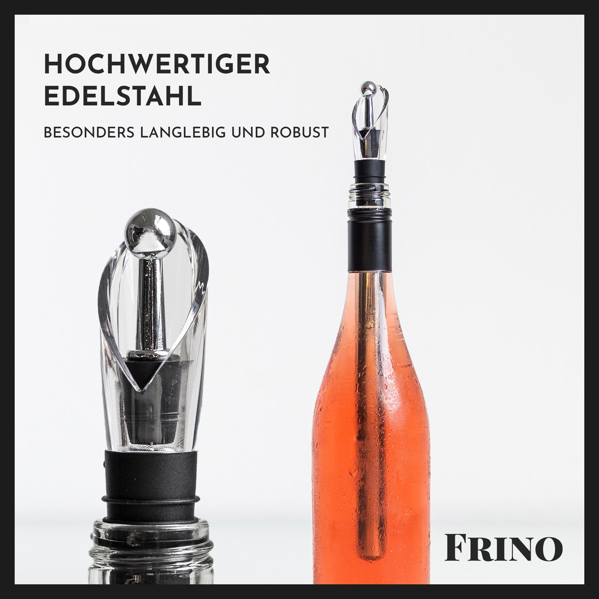 FRINO Wein- und Sektkühler Ausgießer, GRÖSSEN] Geschenkidee [2 Set mit Weinkühler FRINO™ Weinkühlstab Premium