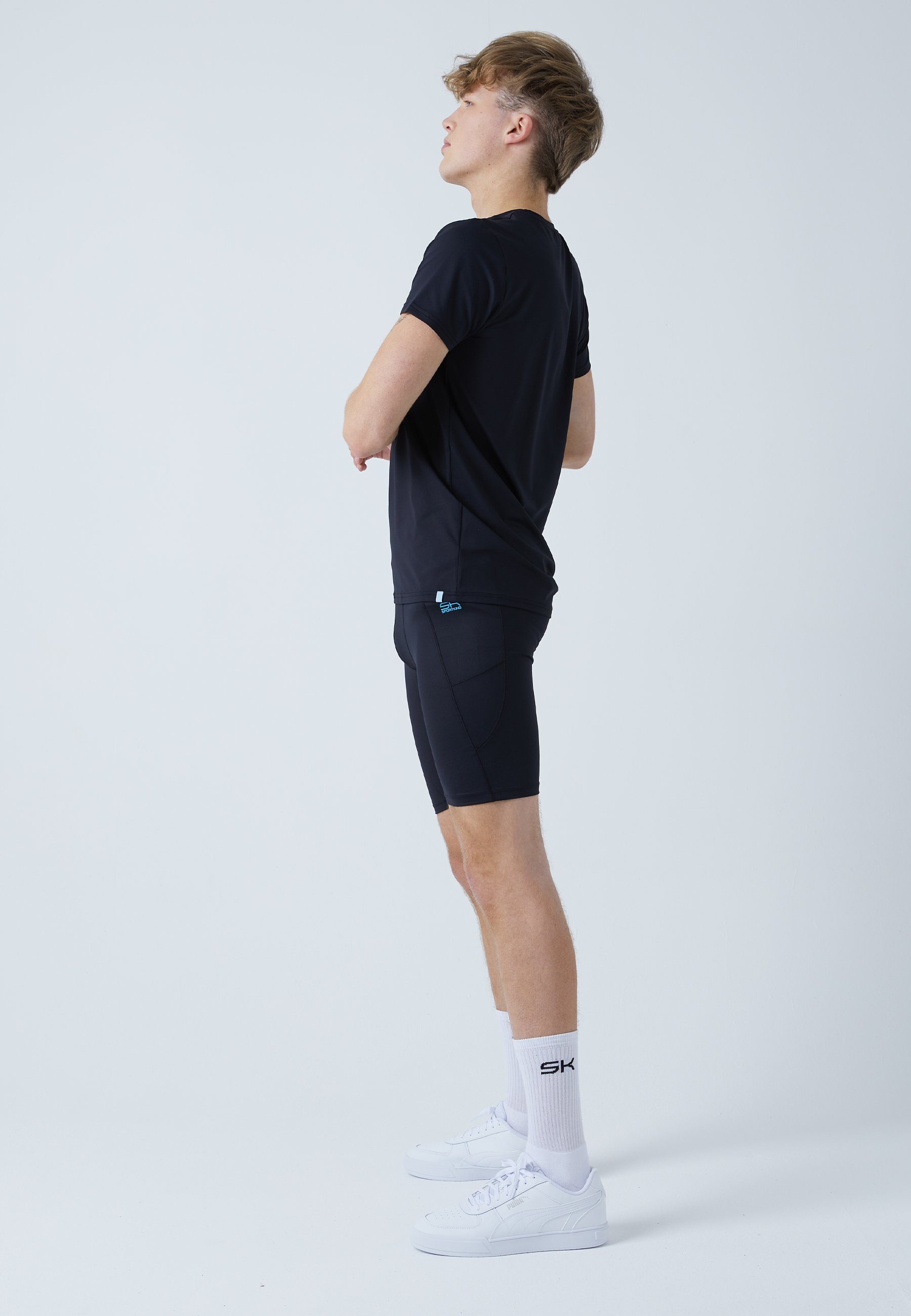 Tennis Radlerhose & Herren schwarz Jungen SPORTKIND Funktionsshorts mit Short Taschen Tights