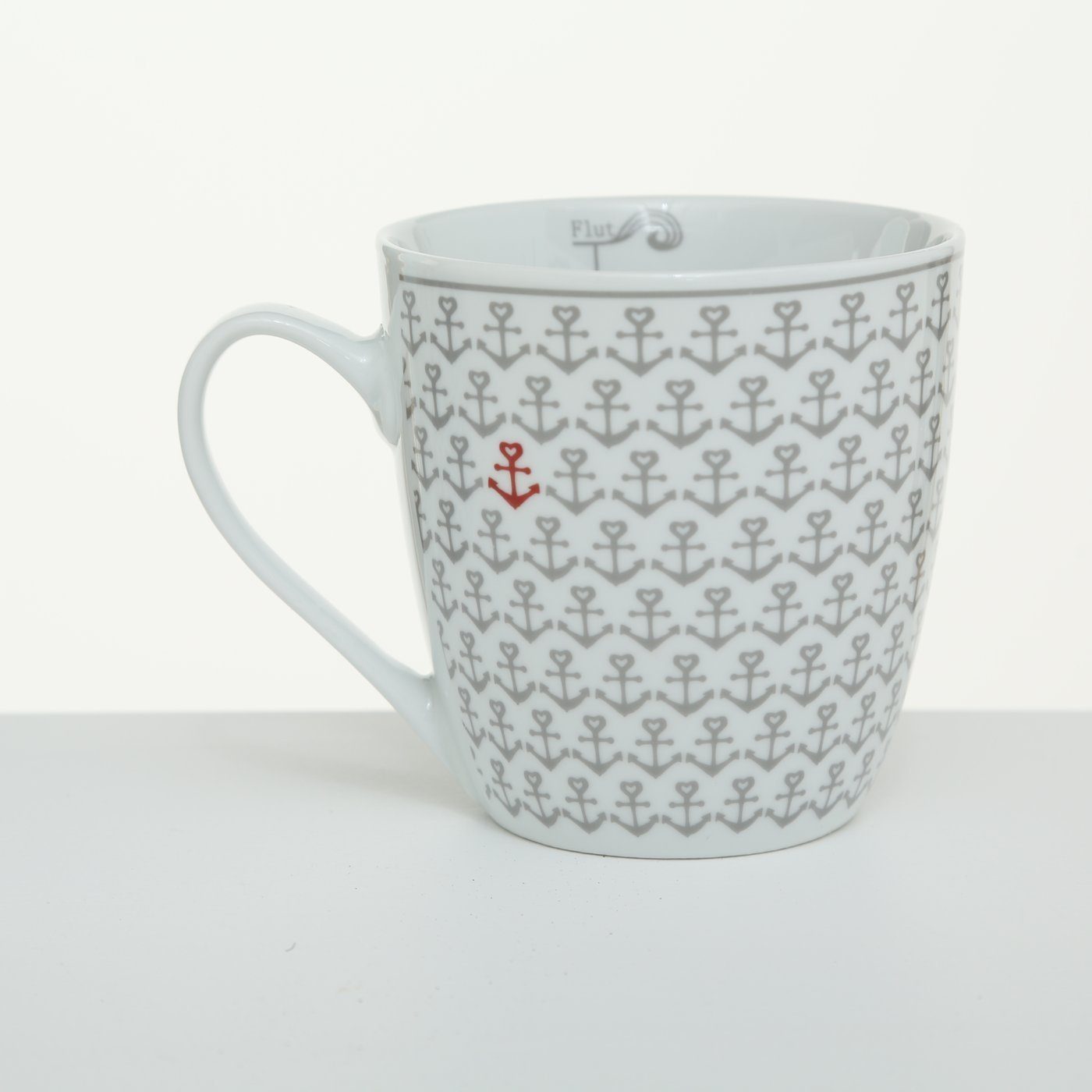 Becher Jumbobecher aus Keramik, Mit Henkel, 3-tlg., Keramik, 3er Set Keramikbecher, Maritim