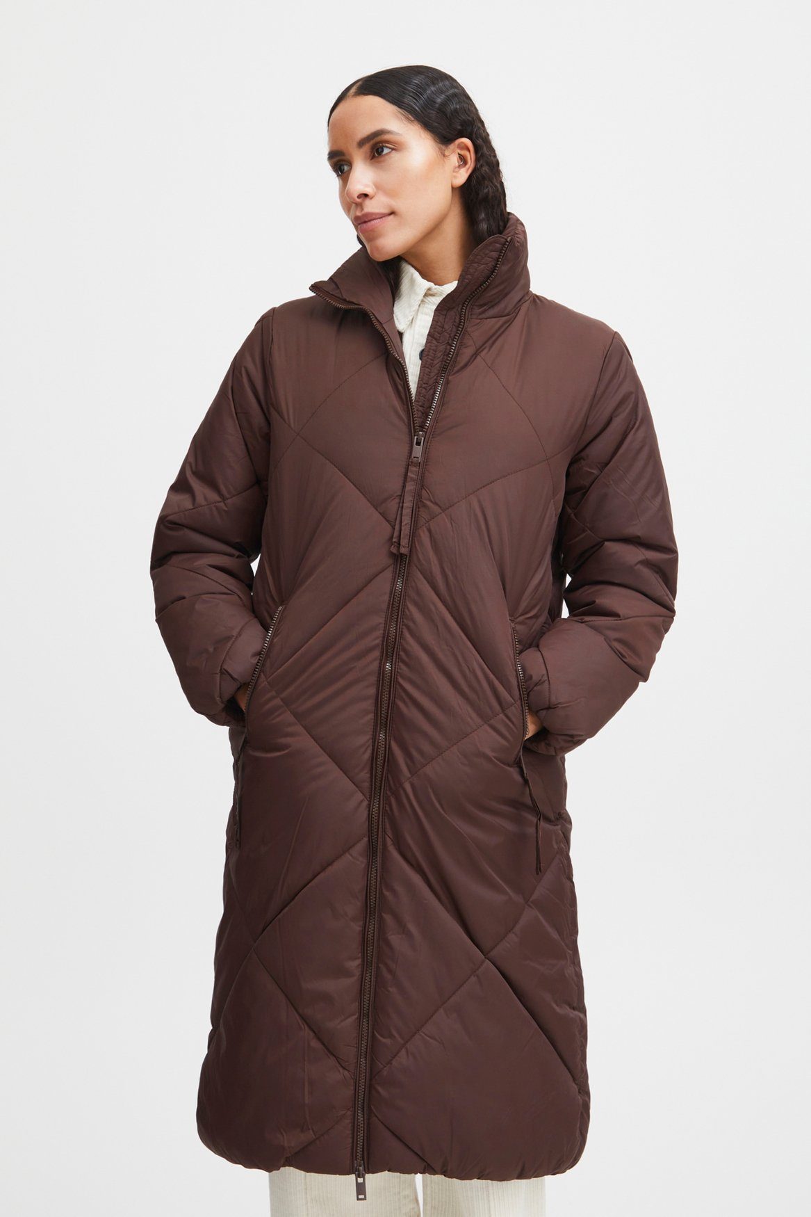 b.young Winterjacke Lange Winter Jacke Puffer Stepp Mantel BYBOMINA COAT 2 6283 in Dunkelbraun