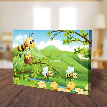 wandmotiv24 Leinwandbild Honigbienen, Kinder Motive (1 St), Wandbild, Wanddeko, Leinwandbilder in versch. Größen