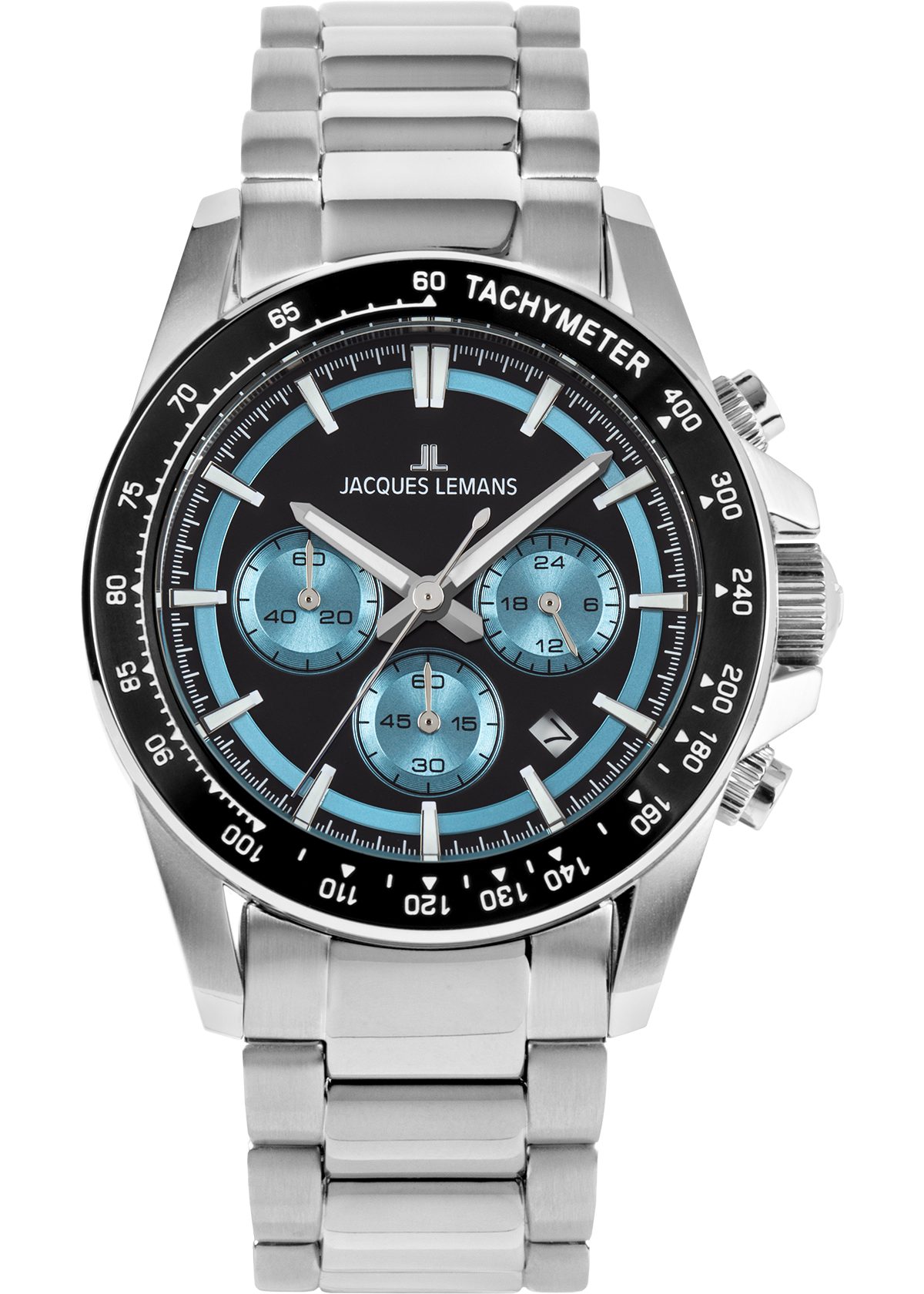 Jacques Lemans Quarzuhr Liverpool 1-2207B, Armbanduhr, Herrenuhr, Edelstahlarmband, analog, Tag, Stoppfunktion