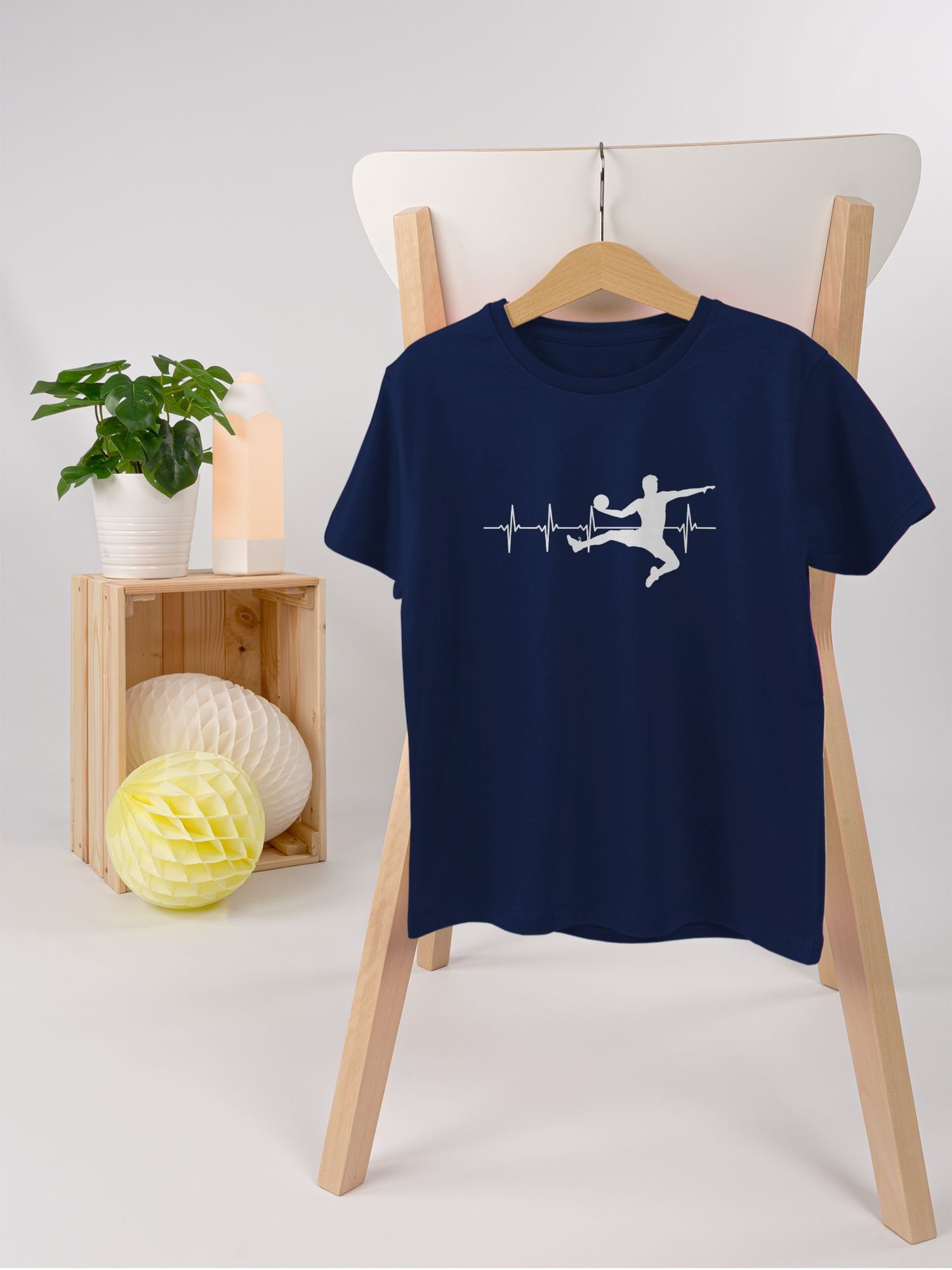 Shirtracer T-Shirt Handball Herren Kleidung Herzschlag Kinder Sport Dunkelblau 1 für
