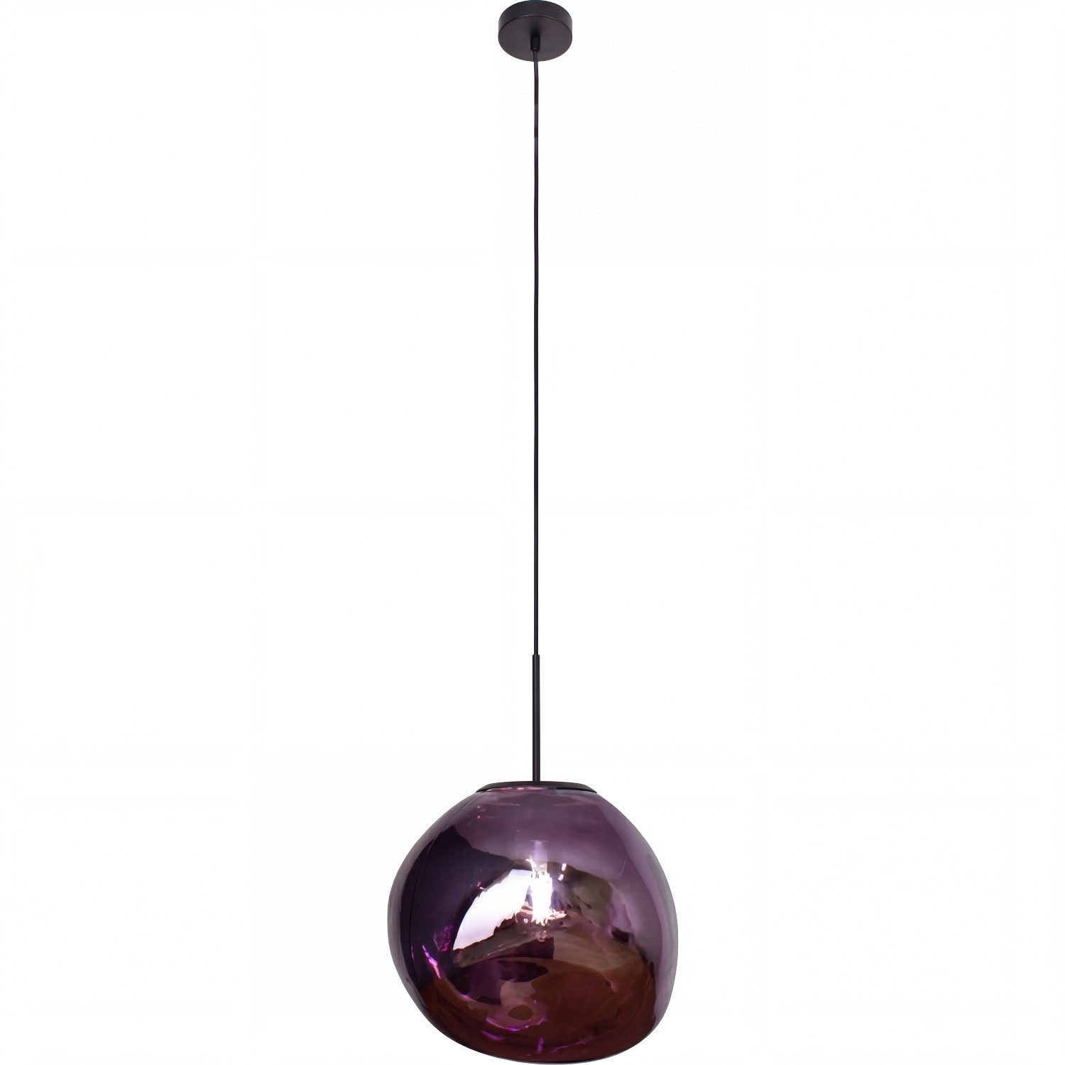 Licht-Erlebnisse Pendelleuchte CLONLINA, ohne Leuchtmittel, Glas Lila Metall Lava-Glas verspiegelt E27 Ø36 cm Esstisch Wohnzimmer