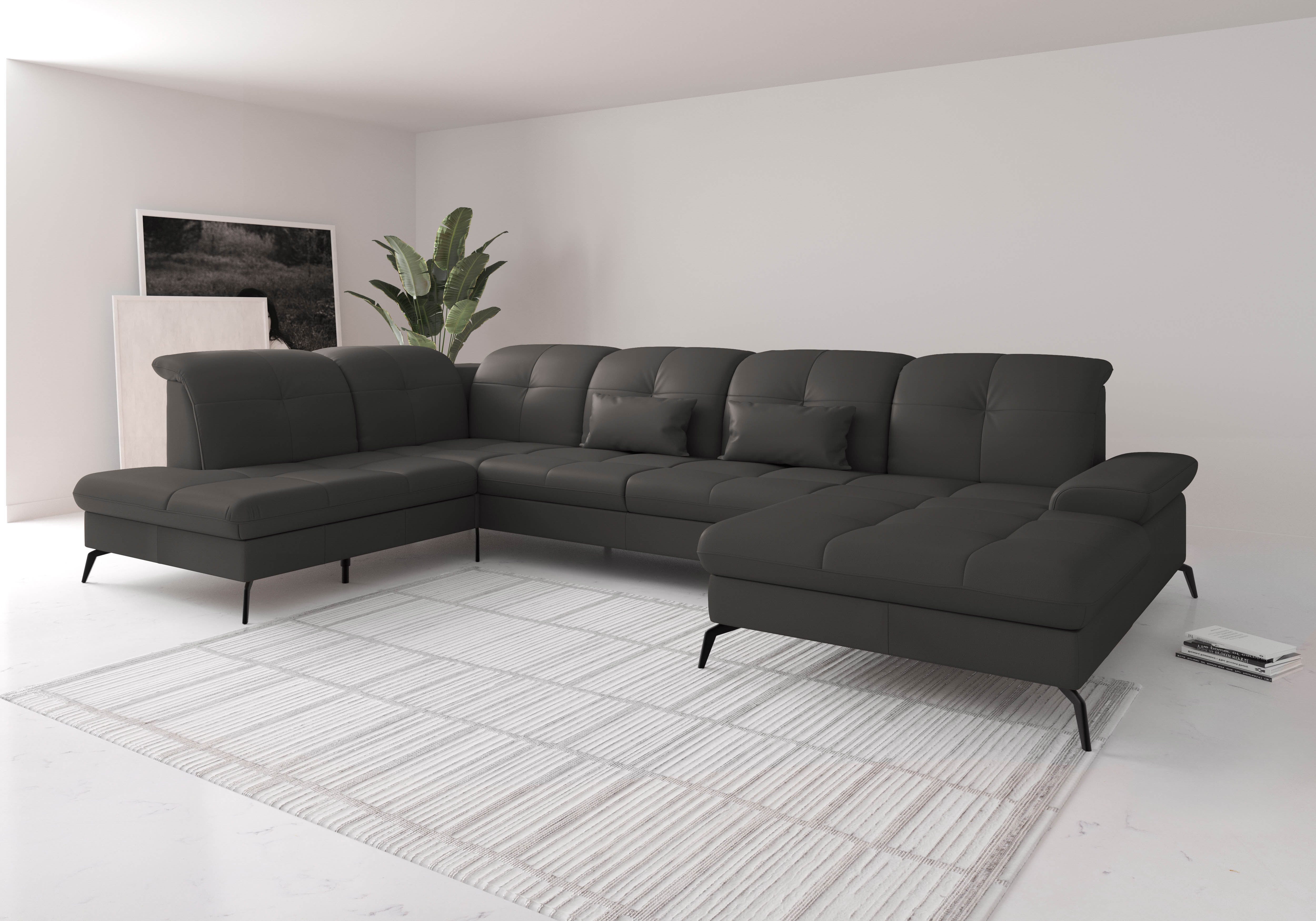 sit&more Wohnlandschaft Amica, U-Form, inkl. Sitztiefenverstellung und Armteilverstellung, wahlweise mit Kopfteilverstellung, Schlaffunktion und Bettkasten