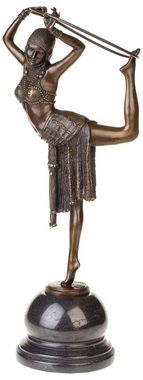 Aubaho Skulptur Bronzeskulptur Tänzerin mit Ring Artdeco Bronze Figur Skulptur 54cm sc