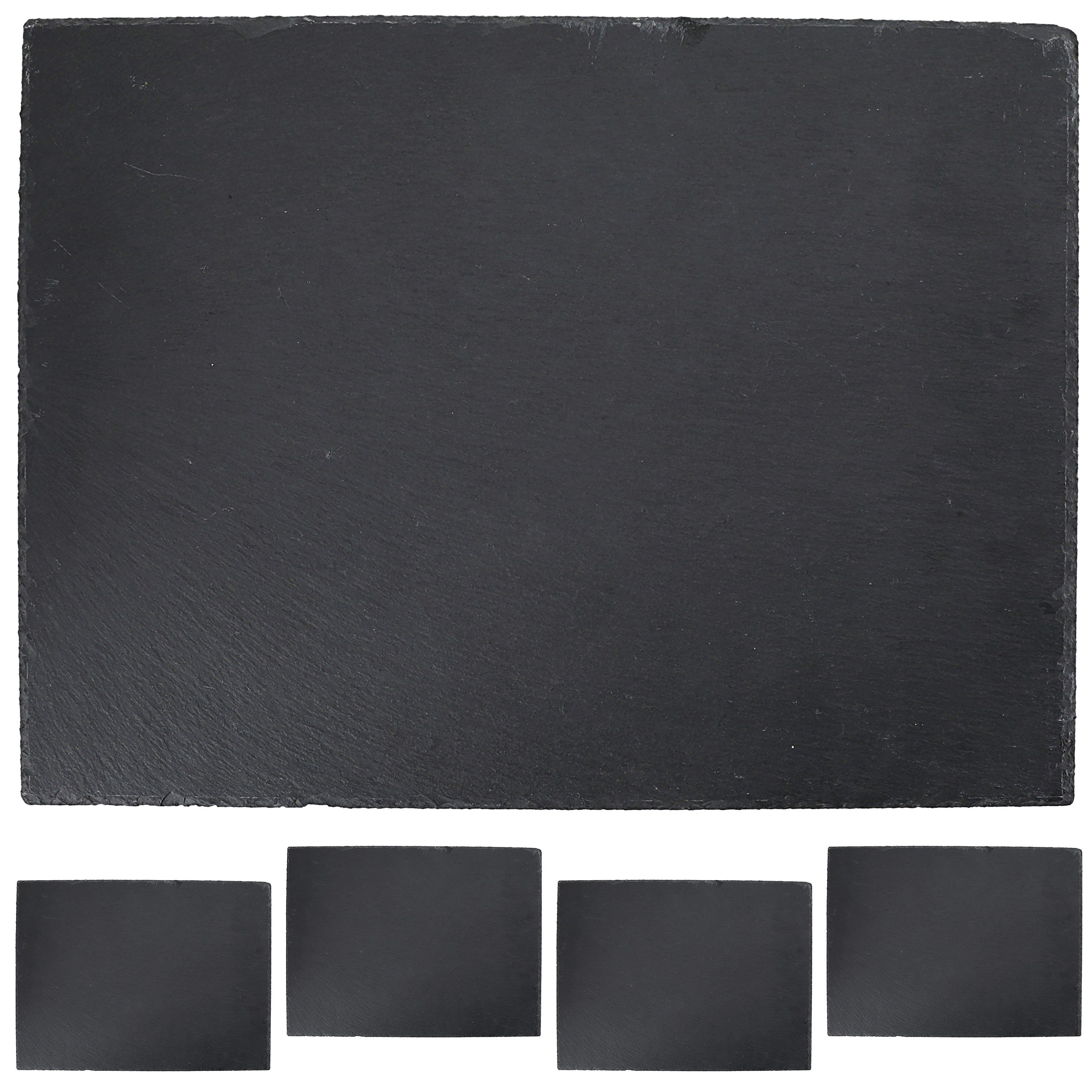 Servierplatte Schieferplatte 4er Set 40x30cm rechteckig Filzschoner Servierplatte