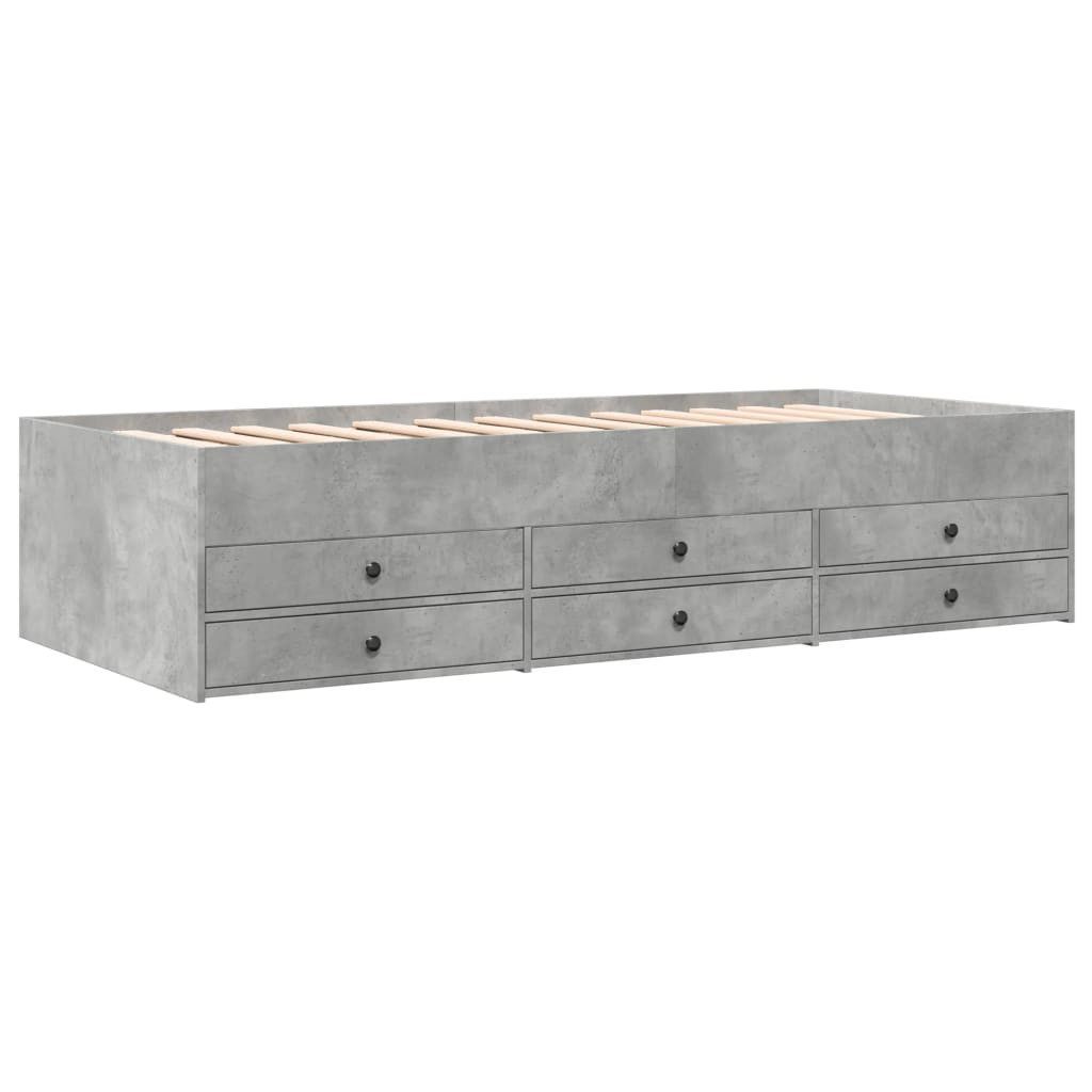 vidaXL Bett Tagesbett mit Schubladen ohne Matratze Betongrau 100x200 cm