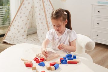 VIGA Toys Lernspielzeug Buchenholz Bausteine 3D-Gebäude Kreativ Puzzle Montessori Lernspiel