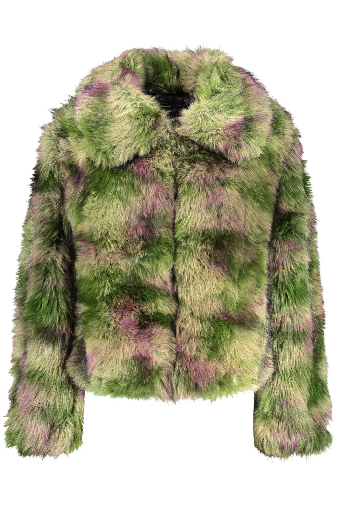 Desigual Outdoorjacke Grüne Damenjacke mit Kunstfell & Kamille Muster - Elegant & Warm