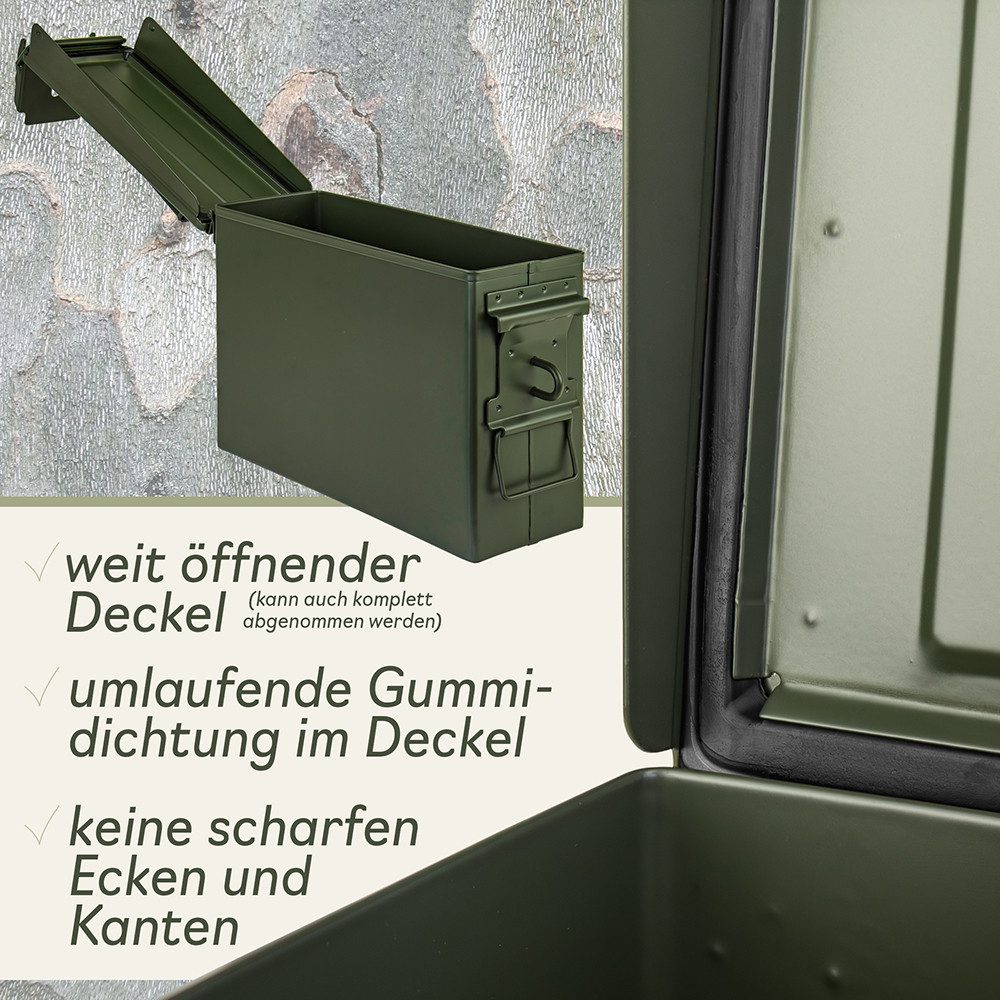 Trucky Aufbewahrungsbox Ammo Box Munitionsbox Box Metallkiste Metallbox Grün Metall Auswahl