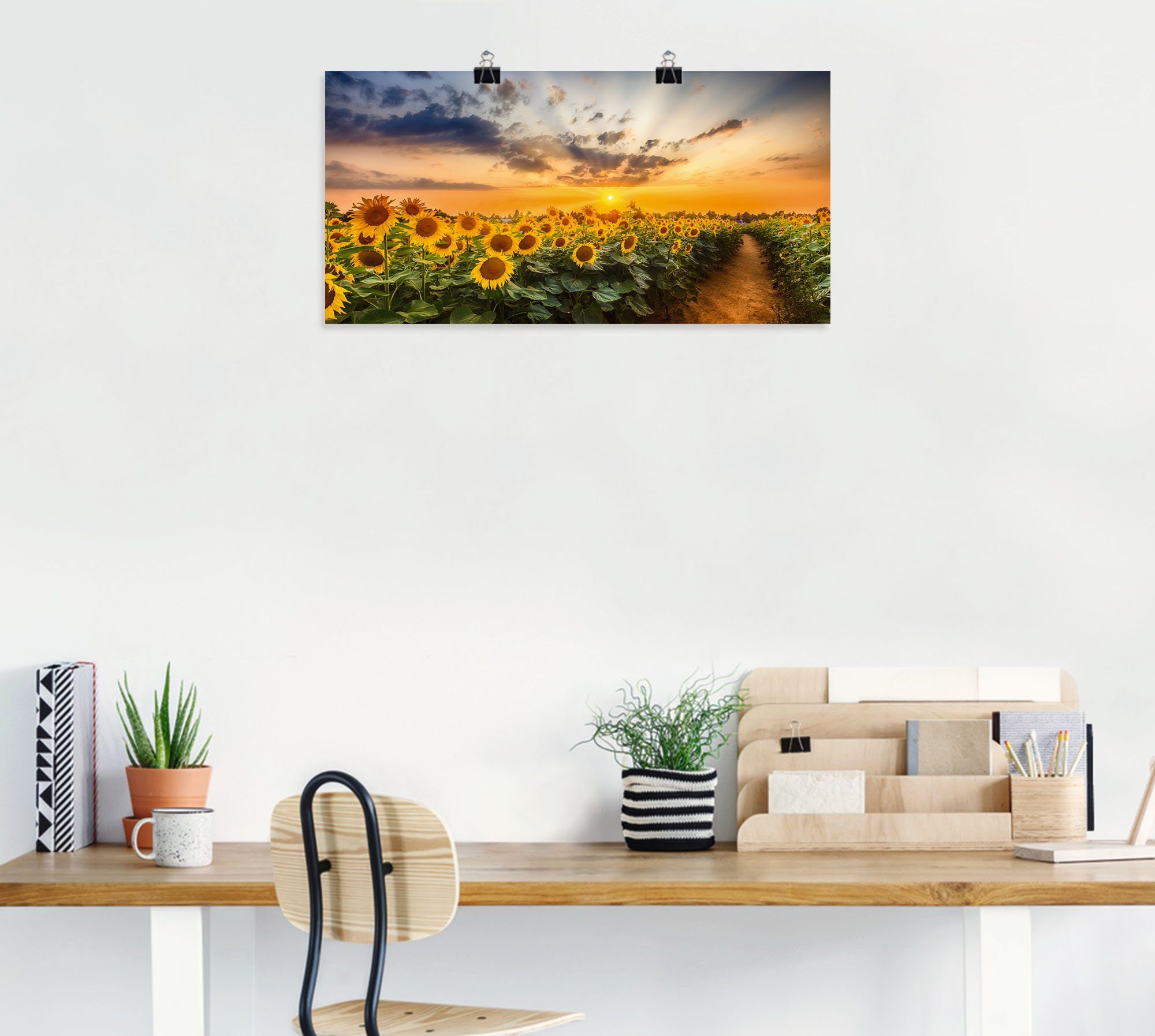 oder (1 Sonnenuntergang, Poster in Alubild, Artland Größen bei St), Sonnenblumenfeld als versch. Wandaufkleber Leinwandbild, Wandbild Blumenbilder