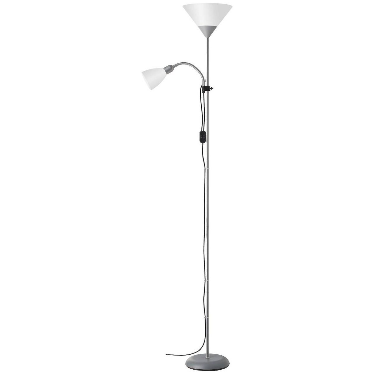 Brilliant Stehlampe Spari, Lampe Spari Deckenfluter Lesearm silber/weiß 1x günstig online kaufen