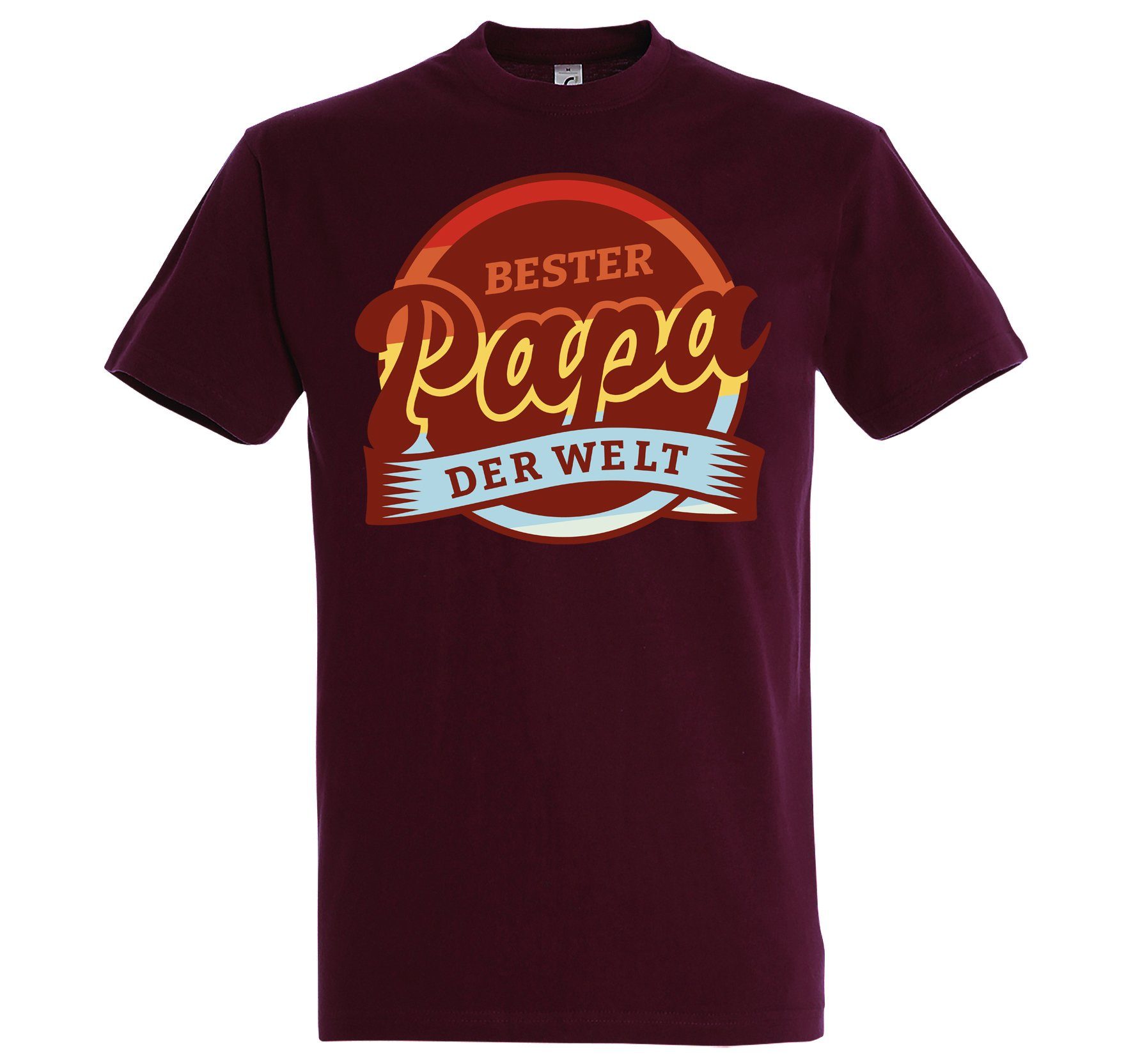 T-Shirt Der Herren Bester Trendigem Frontdruck Papa Youth Designz Welt mit Burgund T-Shirt