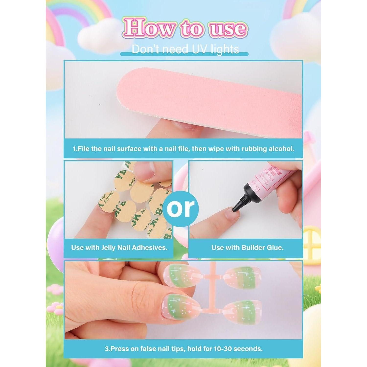 Kinder-Press-on-Nägel – 24 Stück, Lila Blumen-Design, Kurze Künstliche Nägel Für Mädchen, Aus ABS-Material