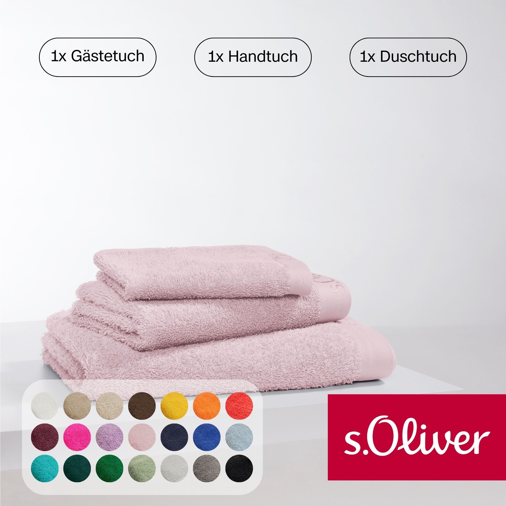 s.Oliver Handtuch Set s.Oliver, Premium Qualität, 600 gr/m², Walkfrottier (Set, 3-St), 1 Gästetuch 30x50 cm, 1 Handtuch 50x100 cm, 1 Duschtuch 70x140 cm