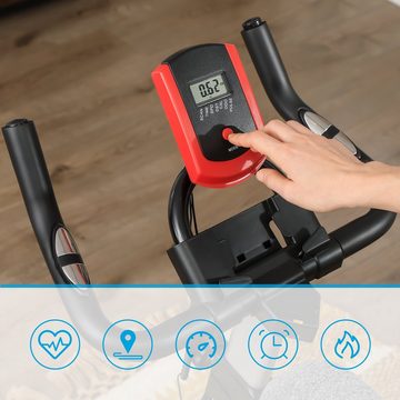 SONGMICS Heimtrainer SEB617R01, Fitnessfahrrad, 5 Höhe verstellbare Lenker und Sattel, bis 120 kg