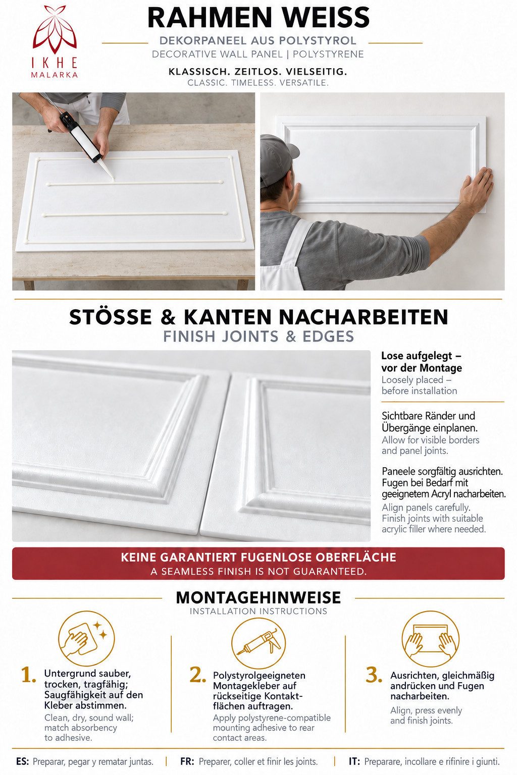 IKHEMalarka 3D Wandpaneel Betonoptik Marmor Ziegel aus Polystyrol Styropor XPS, BxL: 50,00x100,00 cm, 0,50 qm, (1 Stück, 0,5m) Deckenpaneelen - 3mm dick - 100x5 – Bild 4 von 5
