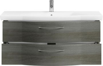 Saphir Badmöbel-Set 6005 Sprint 4-teilig, Keramik-Waschtisch mit LED-Spiegelschrank, (5-St), Unterschrank, Midischrank, inkl. Türdämpfer, 5 Türen, 5 Schubladen