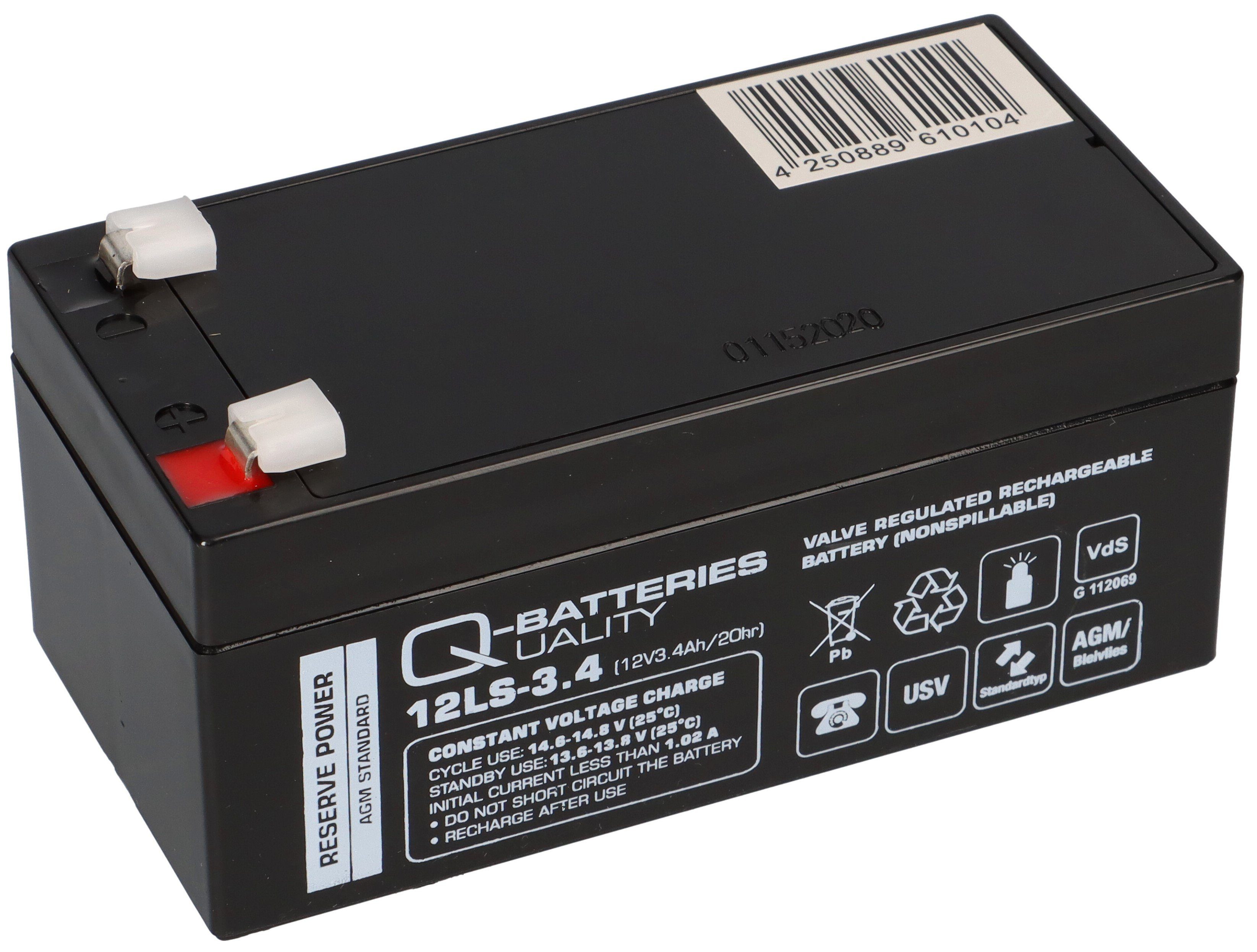 Q-Batteries Q-Batteries 12LS-3.4 12V 3,4Ah Blei-Vlies Akku / AGM VRLA mit VdS Bleiakkus