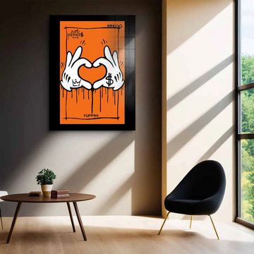 DOTCOMCANVAS® Acrylglasbild Orange Heart - Acrylglas, Acrylglasbild Orange Heart Mickey Mouse Comic Cartoon orange Wandbild