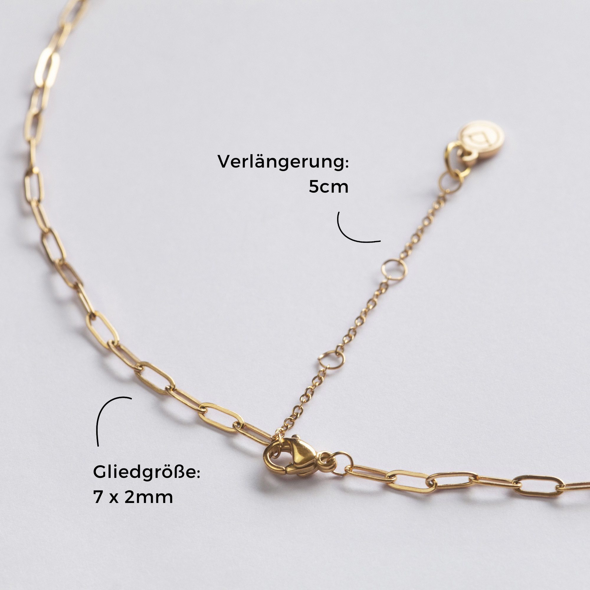 ALEXASCHA Gliederkette Kurze Kette wasserfest • filigraner Choker verstellbar • 18k vergoldet