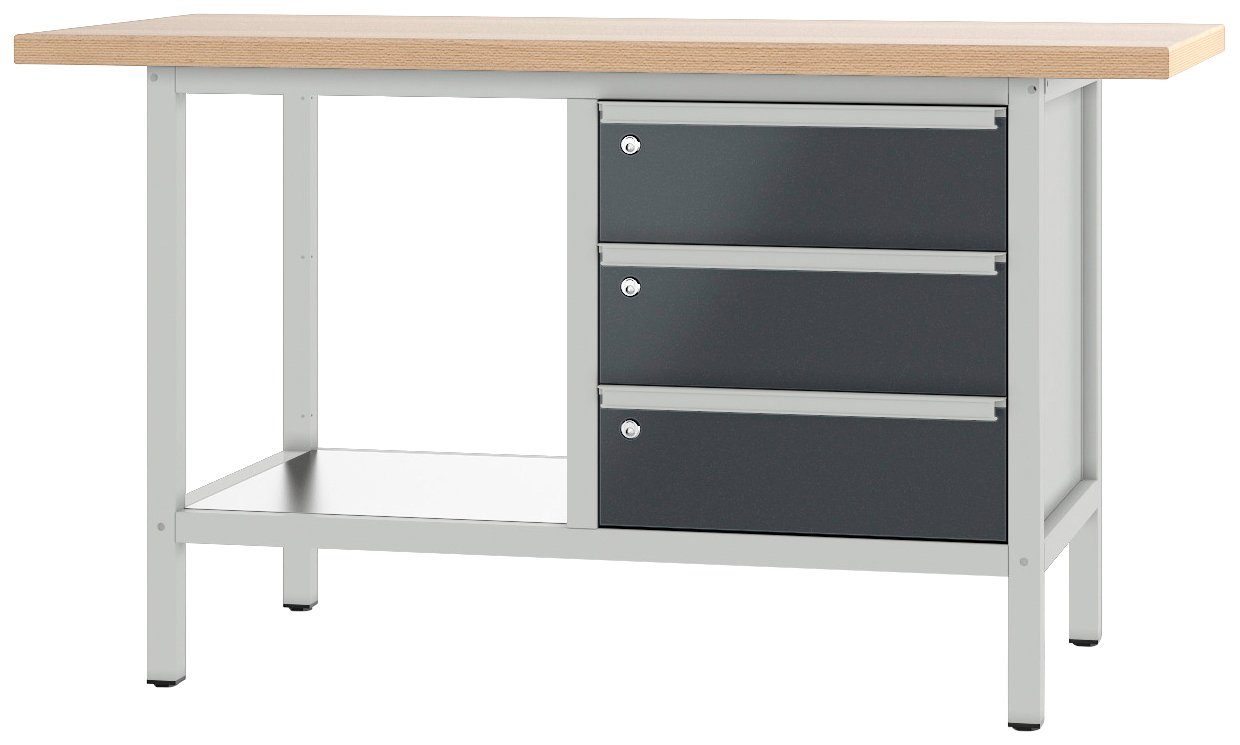 PADOR Werkbank 21 S 03, Höhe/Länge: 85,5x150 cm grau/anthrazit