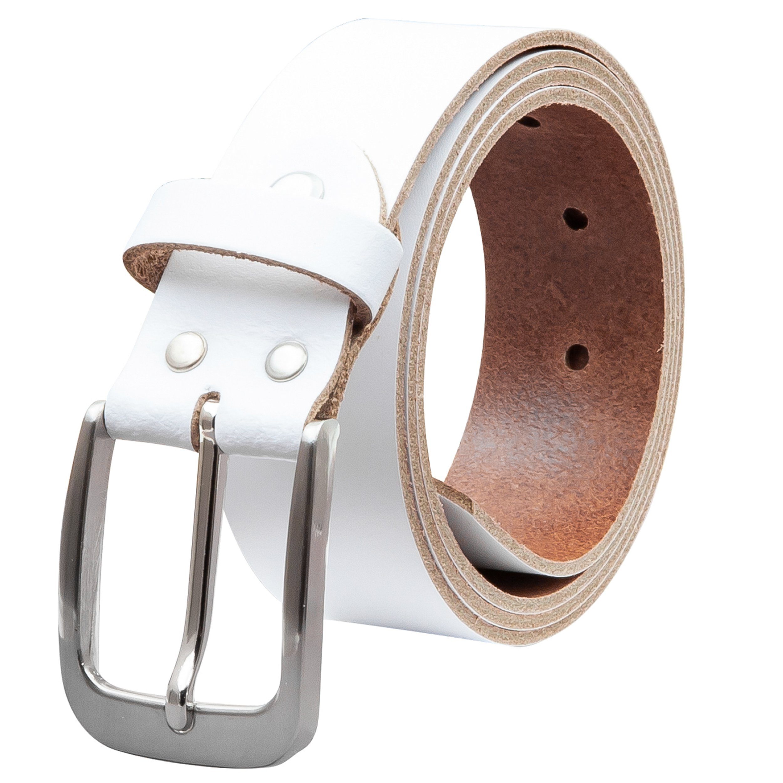 COLOGNEBELT Ledergürtel OM428-SL-Weiss MADE IN GERMANY, Weiss Kürzbar, 100 % Echtleder, Unisex