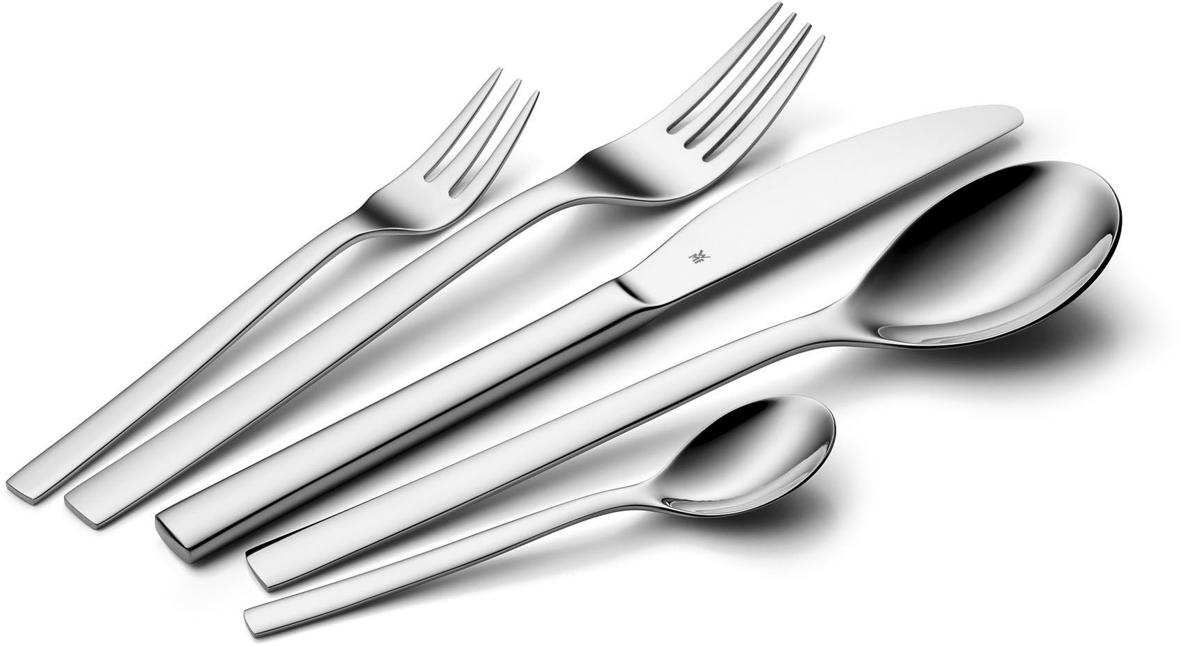 WMF Besteck-Set Atria (30-tlg), 6 Personen, Cromargan® Edelstahl Rostfrei 18/10, poliert, mit soliden Monobloc Tafelmessern