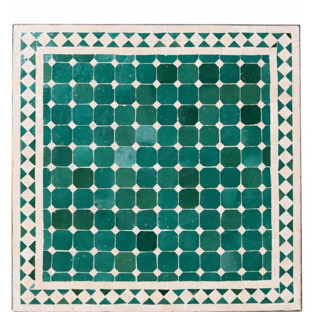 Marrakesch Orient & Mediterran Interior Esstischplatte Mosaikplatte Marrakesch im Orient-Design aus Keramik, Grün-Natur 70 cm (1 St)