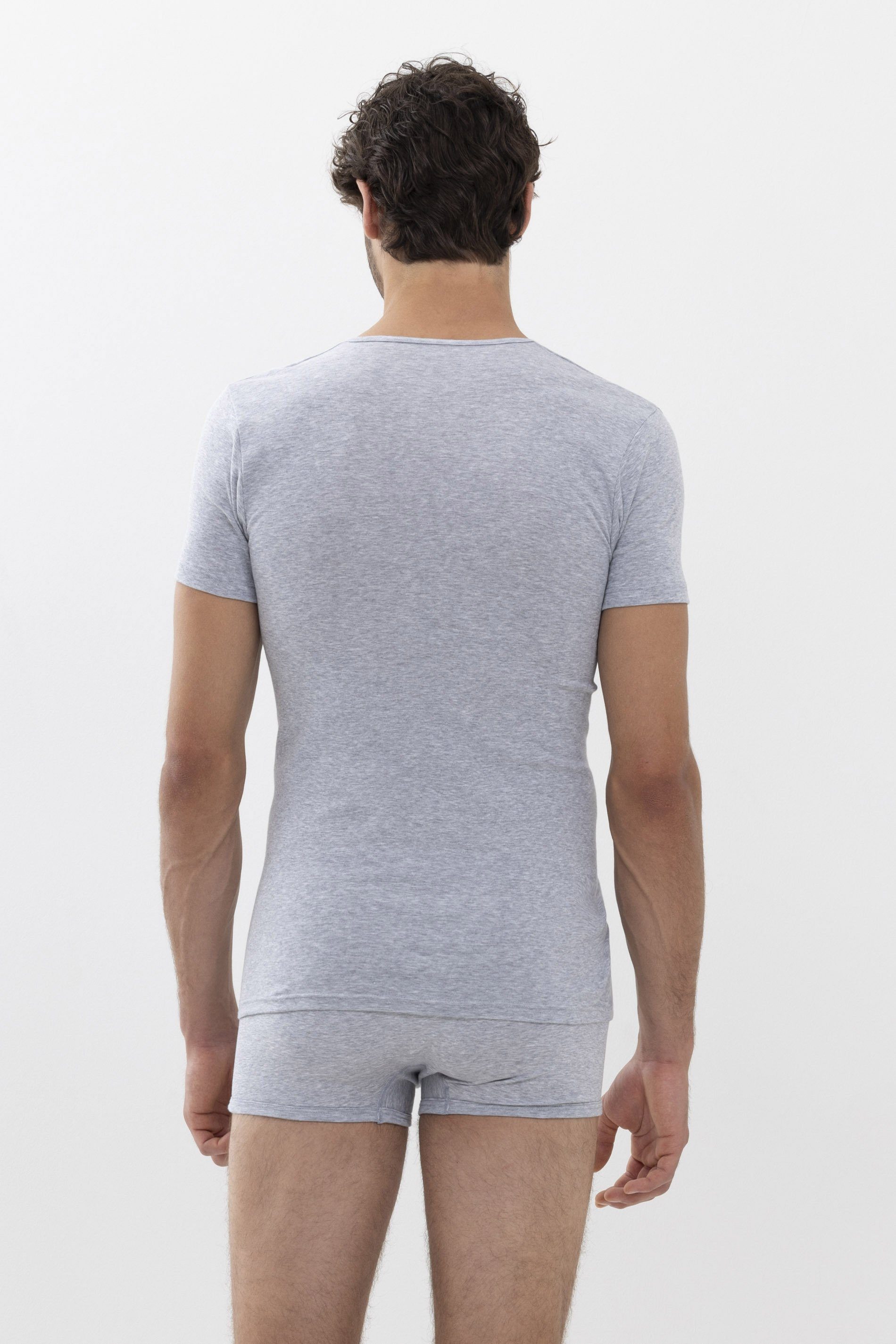 V-Shirt Casual Mey Melange Grey unifarben Cotton Light (1-tlg) Serie
