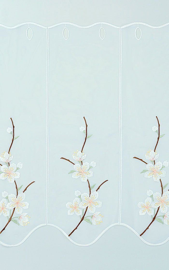 (1 29x48cm Plauener Spitze®, St), Scheibengardine Blütenzweig, transparent, HxB