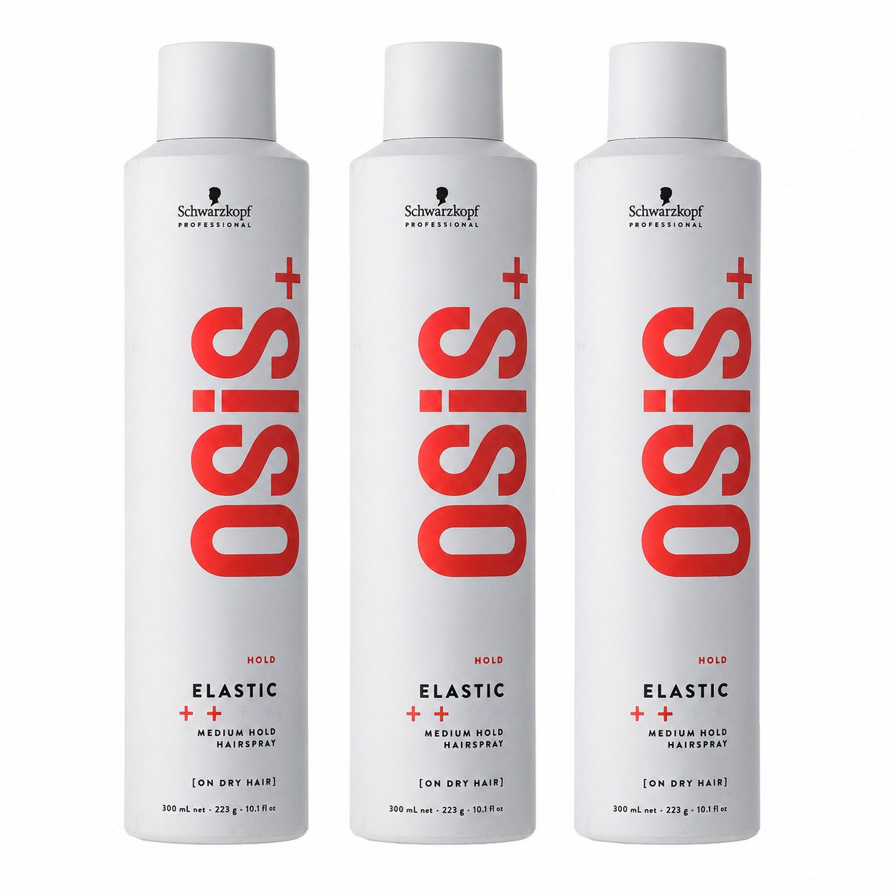 Schwarzkopf Professional Haarstyling-Liquid 3x Schwarzkopf Professional OSiS Elastic 300 ml, 3-tlg., Haarspray