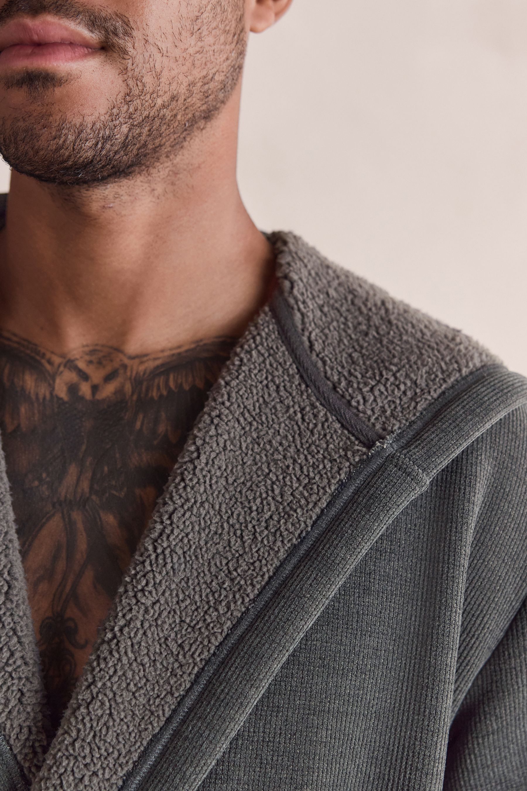 Next Herrenbademantel Strukturierter Morgenmantel, Polyester (recycelt)