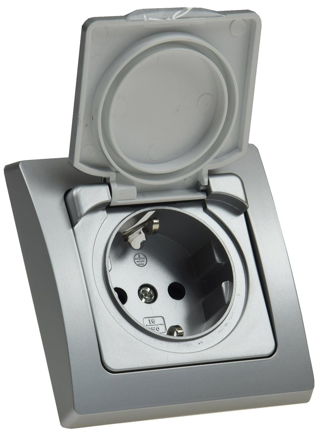 ChiliTec Schalter DELPHI Steckdose Unterputz Feuchtraum mit Schutz-Deckel  Gummidichtung