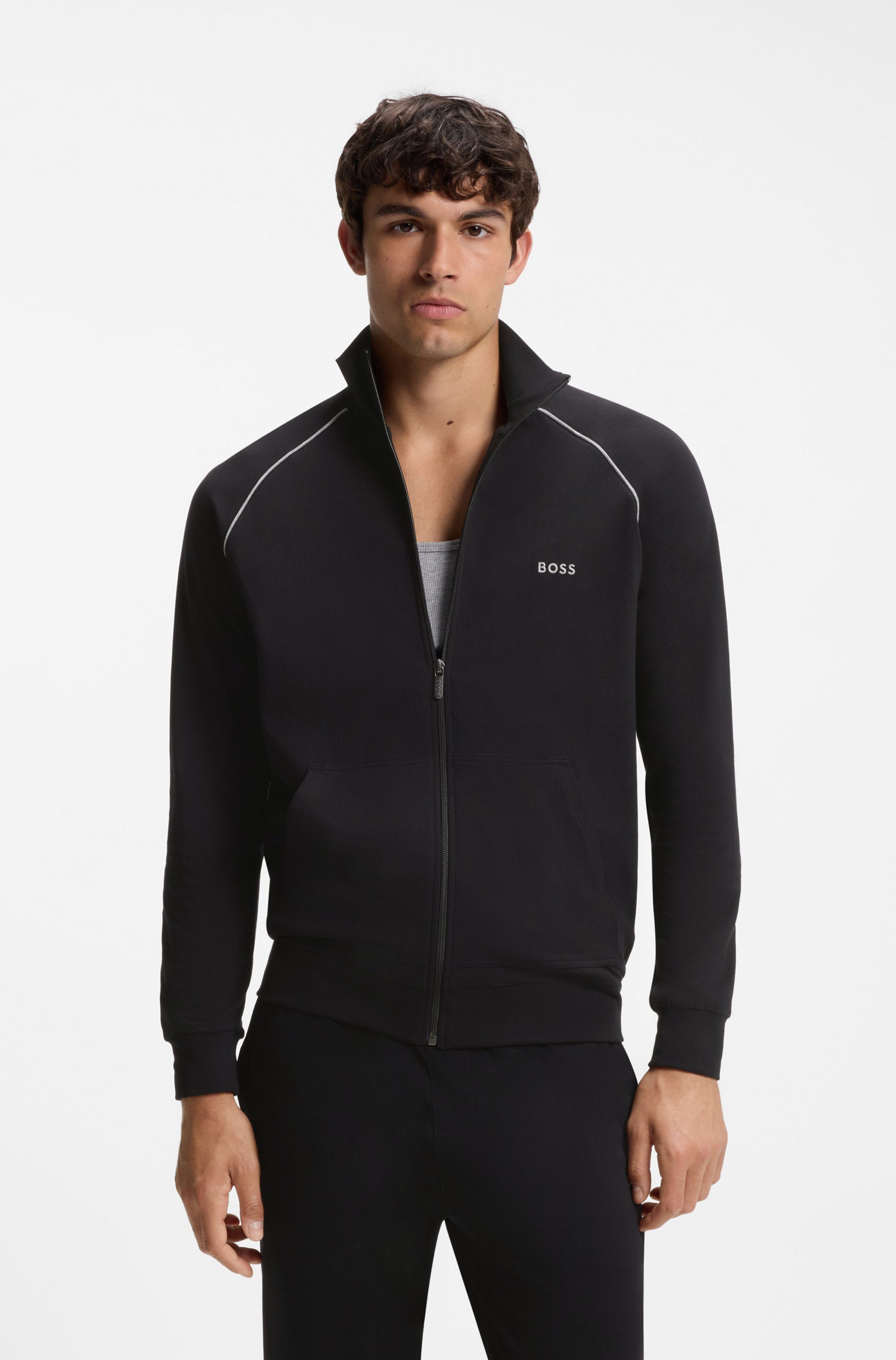 BOSS Sweatjacke Mix&Match Jacket Z mit Kontrastnaht am Ärmel